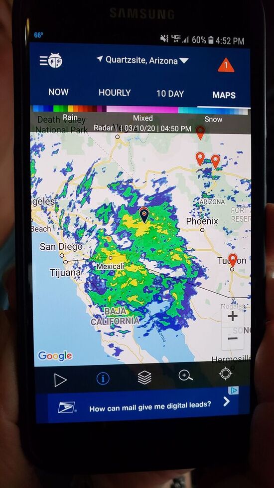 Big rain storm hanging over us in Quartzsite, Arizona